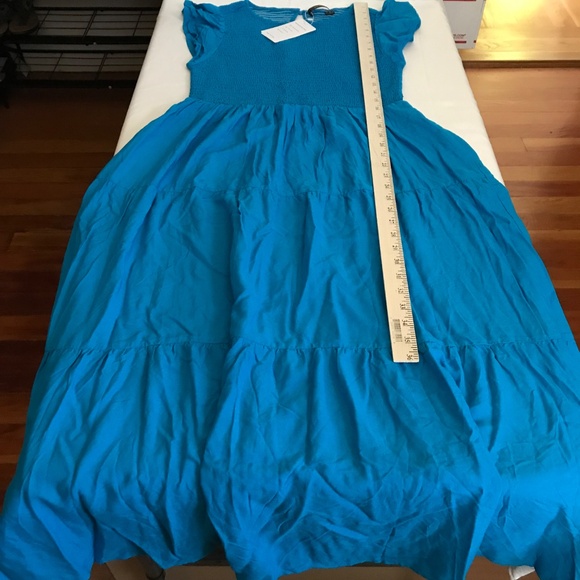 ZESICA Flutter Short Sleeve Smocked Midi Tiered A Line Dress Women’s Size Large - Picture 15 of 16